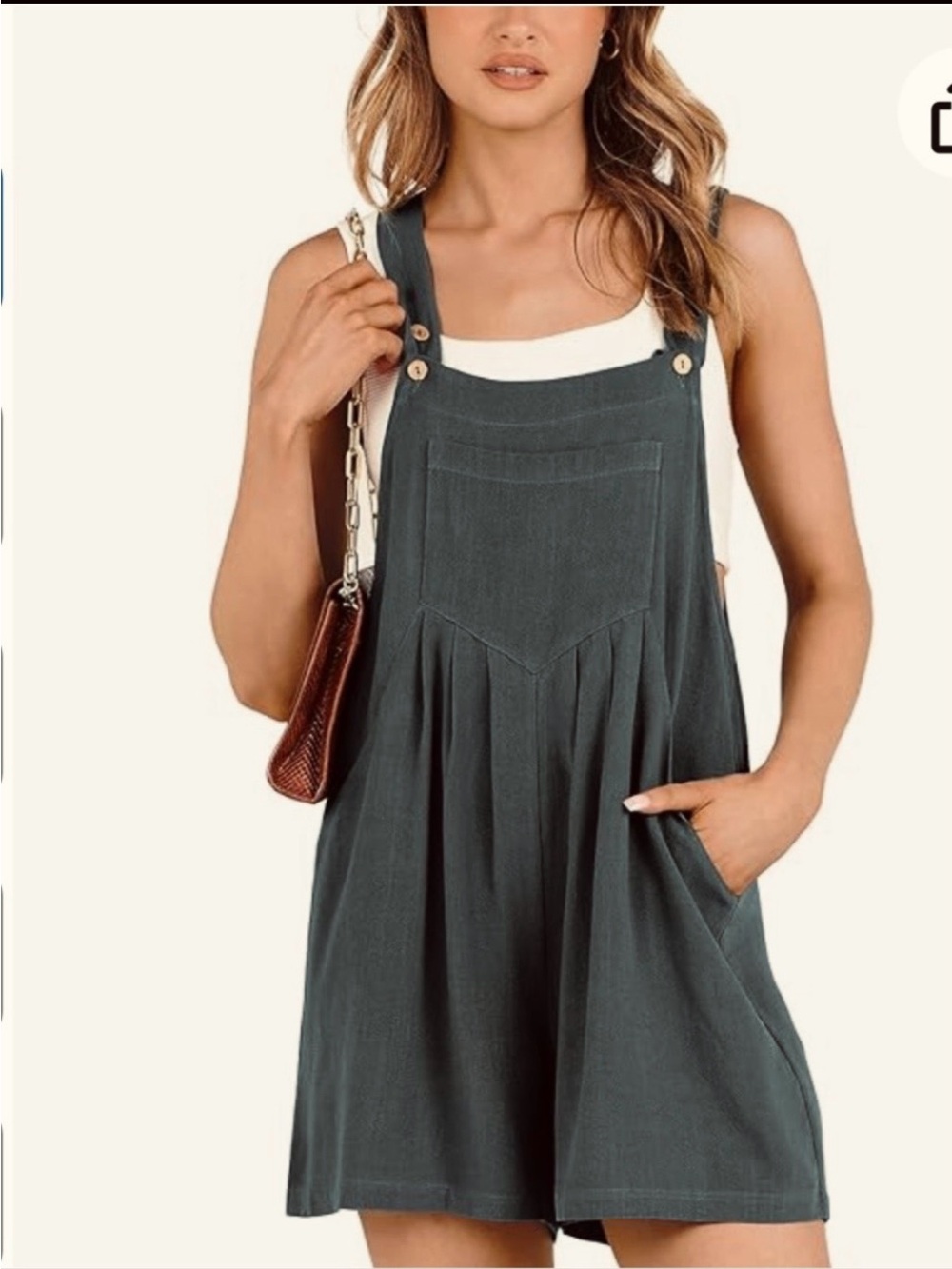 ANRABESS Casual Romper Bib Short Overalls Loose Linen Jumpsuit